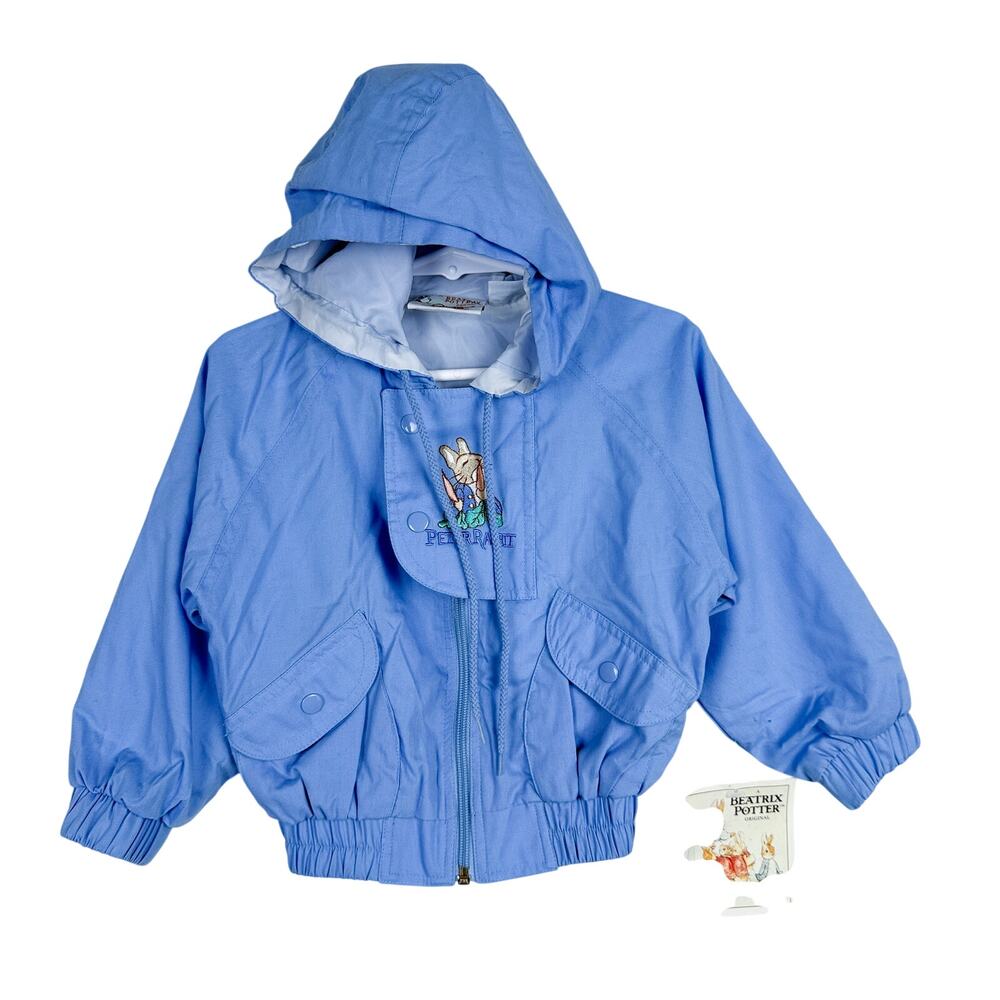 New 1989 Vtg Beatrix Potter Quiltex Blue Windbreaker Jacket - 9-12 Months